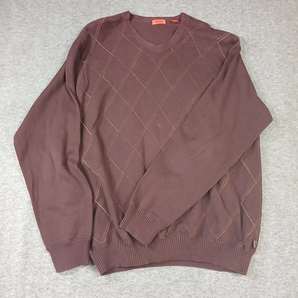 Izod Men's 100% Cotton Size XL Red Geometric Pullover‎ Sweater